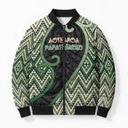 Custom Aotearoa Atua Papatuanuku Bomber Puffer Jacket Earth Mother Father Koru Patterns