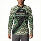 Custom Aotearoa Atua Papatuanuku Button Sweatshirt Earth Mother Father Koru Patterns