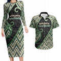 Custom Aotearoa Atua Papatuanuku Couples Matching Long Sleeve Bodycon Dress and Hawaiian Shirt Earth Mother Father Koru Patterns