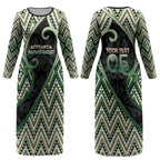 Custom Aotearoa Atua Papatuanuku Couples Matching Long Sleeve Bodycon Dress and Long Sleeve Button Shirt Earth Mother Father Koru Patterns