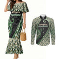 Custom Aotearoa Atua Papatuanuku Couples Matching Mermaid Dress and Long Sleeve Button Shirt Earth Mother Father Koru Patterns