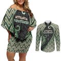 Custom Aotearoa Atua Papatuanuku Couples Matching Off Shoulder Short Dress and Long Sleeve Button Shirt Earth Mother Father Koru Patterns