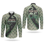 Custom Aotearoa Atua Papatuanuku Couples Matching Off The Shoulder Long Sleeve Dress and Long Sleeve Button Shirt Earth Mother Father Koru Patterns