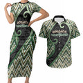Custom Aotearoa Atua Papatuanuku Couples Matching Short Sleeve Bodycon Dress and Hawaiian Shirt Earth Mother Father Koru Patterns