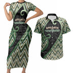 Custom Aotearoa Atua Papatuanuku Couples Matching Short Sleeve Bodycon Dress and Hawaiian Shirt Earth Mother Father Koru Patterns
