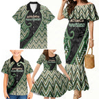 Custom Aotearoa Atua Papatuanuku Family Matching Mermaid Dress and Hawaiian Shirt Earth Mother Father Koru Patterns