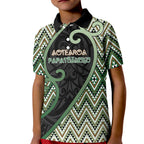Custom Aotearoa Atua Papatuanuku Kid Polo Shirt Earth Mother Father Koru Patterns
