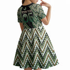 Custom Aotearoa Atua Papatuanuku Kid Short Sleeve Dress Earth Mother Father Koru Patterns