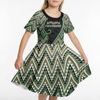 Custom Aotearoa Atua Papatuanuku Kid Short Sleeve Dress Earth Mother Father Koru Patterns