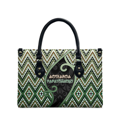 Aotearoa Atua Papatuanuku Leather Bag Earth Mother Father Koru Patterns