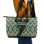 Aotearoa Atua Papatuanuku Leather Tote Bag Earth Mother Father Koru Patterns