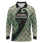 Custom Aotearoa Atua Papatuanuku Long Sleeve Polo Shirt Earth Mother Father Koru Patterns