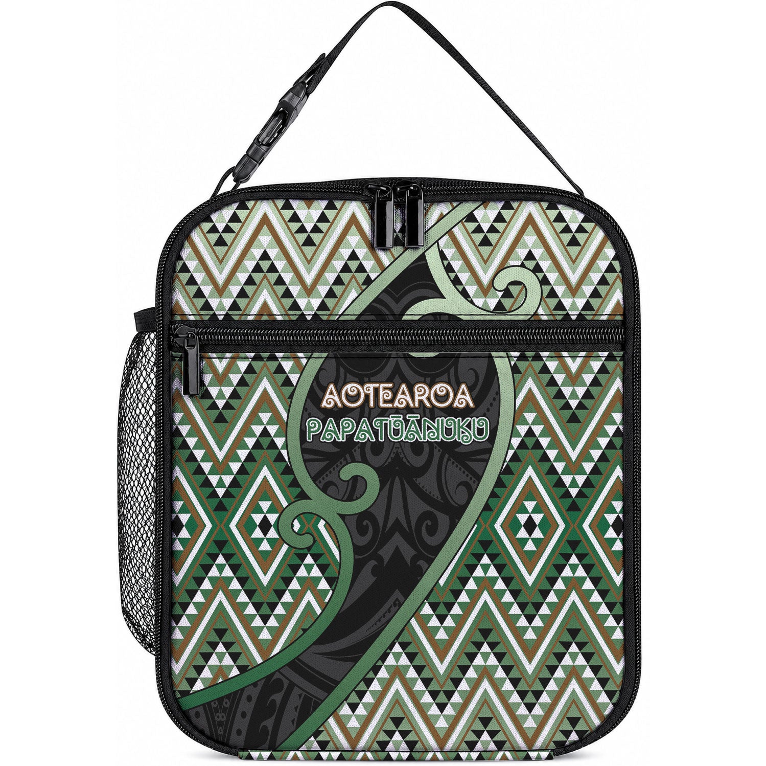 Aotearoa Atua Papatuanuku Lunch Bag Earth Mother Father Koru Patterns
