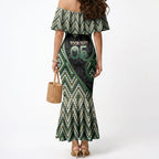 Custom Aotearoa Atua Papatuanuku Mermaid Dress Earth Mother Father Koru Patterns
