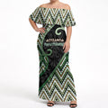 Custom Aotearoa Atua Papatuanuku Off Shoulder Maxi Dress Earth Mother Father Koru Patterns