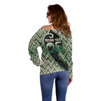 Custom Aotearoa Atua Papatuanuku Off Shoulder Sweater Earth Mother Father Koru Patterns
