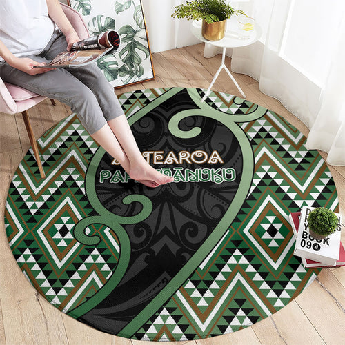 Aotearoa Atua Papatuanuku Round Carpet Earth Mother Father Koru Patterns