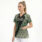 Custom Aotearoa Atua Papatuanuku Scrub Top Earth Mother Father Koru Patterns