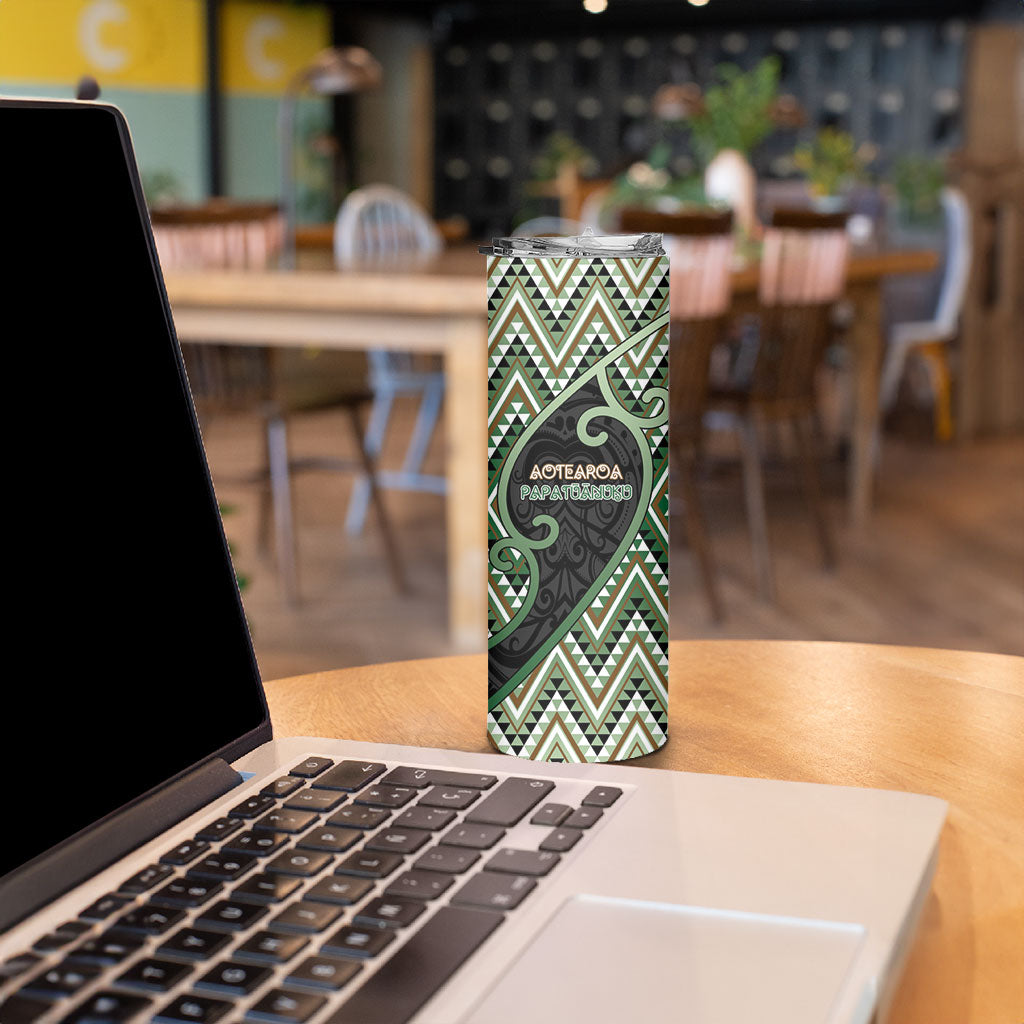 Custom Aotearoa Atua Papatuanuku Skinny Tumbler Earth Mother Father Koru Patterns