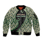 Custom Aotearoa Atua Papatuanuku Sleeve Zip Bomber Jacket Earth Mother Father Koru Patterns