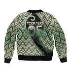 Custom Aotearoa Atua Papatuanuku Sleeve Zip Bomber Jacket Earth Mother Father Koru Patterns