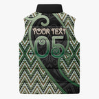 Custom Aotearoa Atua Papatuanuku Sleeveless Puffer Jacket Earth Mother Father Koru Patterns