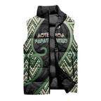 Custom Aotearoa Atua Papatuanuku Sleeveless Puffer Jacket Earth Mother Father Koru Patterns