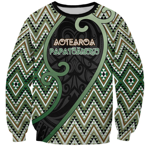 Custom Aotearoa Atua Papatuanuku Sweatshirt Earth Mother Father Koru Patterns
