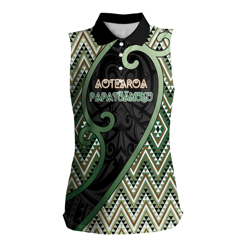 Custom Aotearoa Atua Papatuanuku Women Sleeveless Polo Shirt Earth Mother Father Koru Patterns