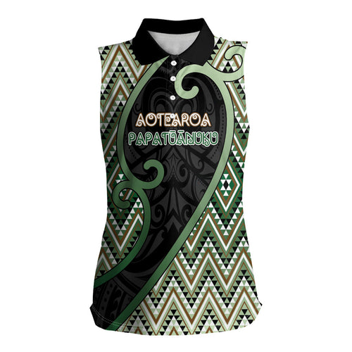 Custom Aotearoa Atua Papatuanuku Women Sleeveless Polo Shirt Earth Mother Father Koru Patterns