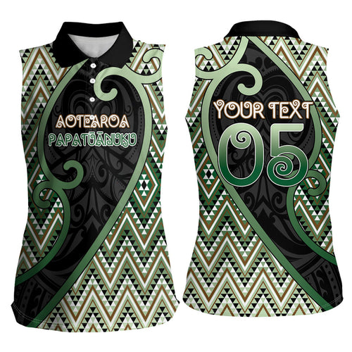 Custom Aotearoa Atua Papatuanuku Women Sleeveless Polo Shirt Earth Mother Father Koru Patterns