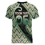 Custom Aotearoa Atua Papatuanuku Women V-Neck T-Shirt Earth Mother Father Koru Patterns