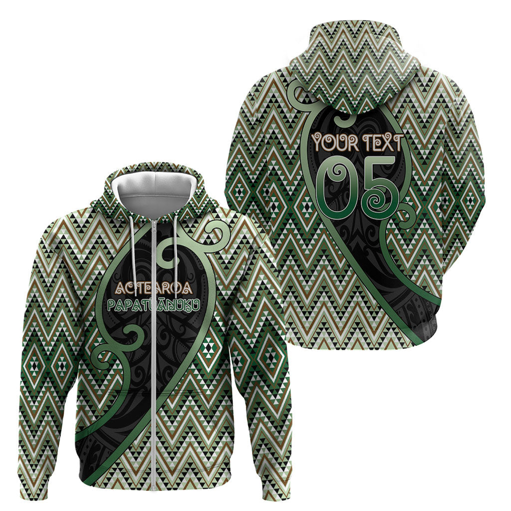 Custom Aotearoa Atua Papatuanuku Zip Hoodie Earth Mother Father Koru Patterns