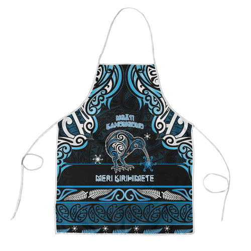 Ngati Kahungunu Aotearoa Meri Kirihimete Apron Maori Kiwi Bird Silver Fern Koru Pattern