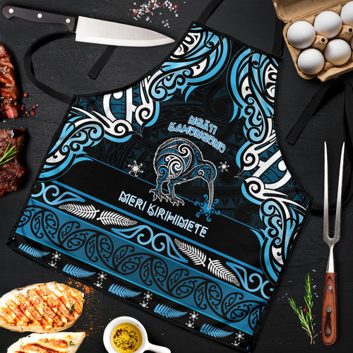 Ngati Kahungunu Aotearoa Meri Kirihimete Apron Maori Kiwi Bird Silver Fern Koru Pattern