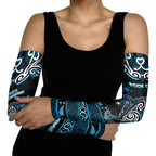Personalised Ngati Kahungunu Aotearoa Meri Kirihimete Arm Sleeves Maori Kiwi Bird Silver Fern Koru Pattern