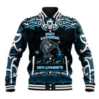 Personalised Ngati Kahungunu Aotearoa Meri Kirihimete Baseball Jacket Maori Kiwi Bird Silver Fern Koru Pattern
