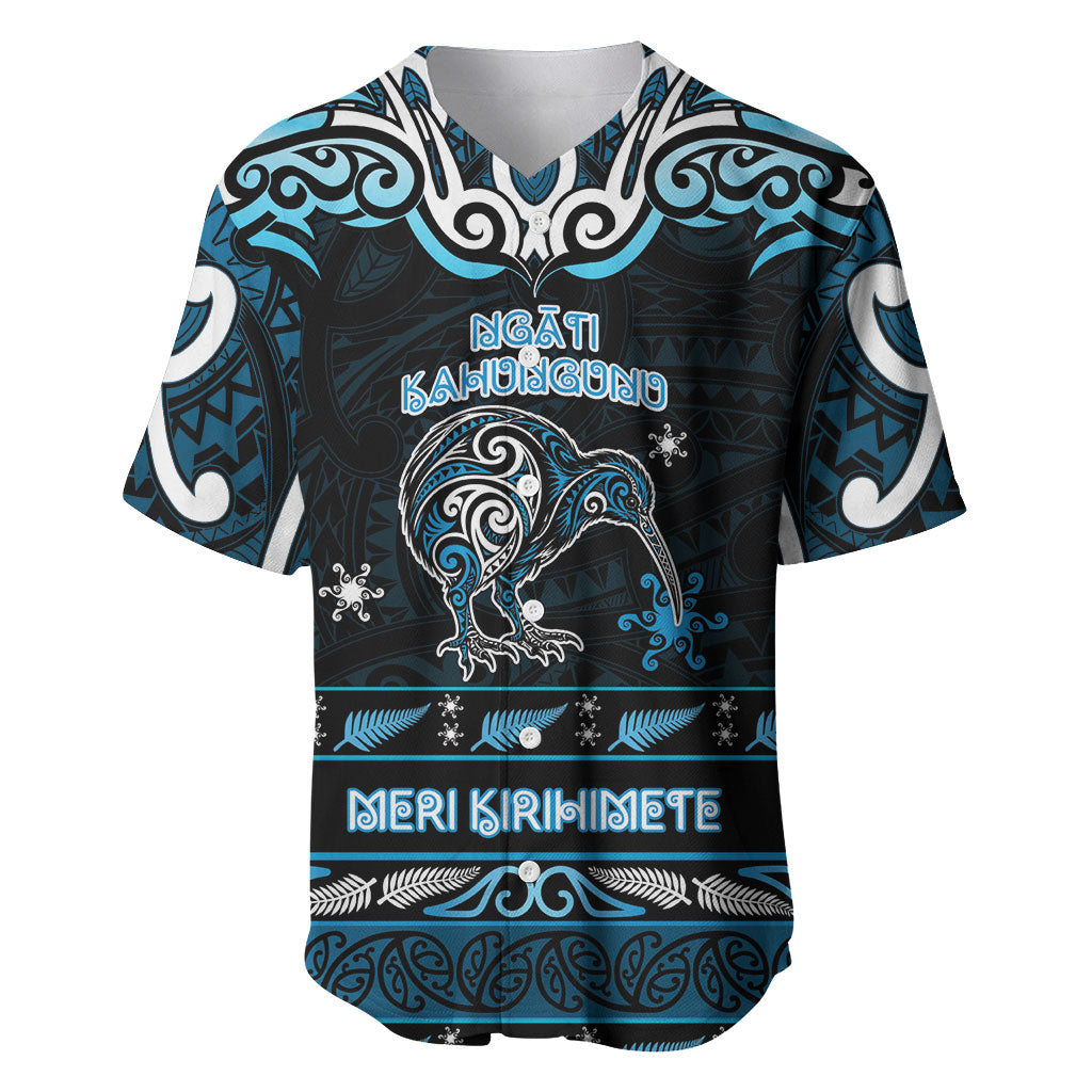 Personalised Ngati Kahungunu Aotearoa Meri Kirihimete Baseball Jersey Maori Kiwi Bird Silver Fern Koru Pattern