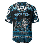 Personalised Ngati Kahungunu Aotearoa Meri Kirihimete Baseball Jersey Maori Kiwi Bird Silver Fern Koru Pattern