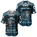 Personalised Ngati Kahungunu Aotearoa Meri Kirihimete Baseball Jersey Maori Kiwi Bird Silver Fern Koru Pattern