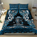 Ngati Kahungunu Aotearoa Meri Kirihimete Bedding Set Maori Kiwi Bird Silver Fern Koru Pattern