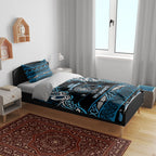 Ngati Kahungunu Aotearoa Meri Kirihimete Bedding Set Maori Kiwi Bird Silver Fern Koru Pattern