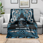 Ngati Kahungunu Aotearoa Meri Kirihimete Blanket Maori Kiwi Bird Silver Fern Koru Pattern