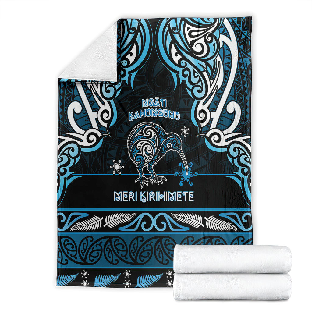Ngati Kahungunu Aotearoa Meri Kirihimete Blanket Maori Kiwi Bird Silver Fern Koru Pattern