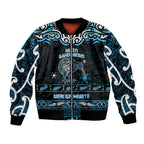 Personalised Ngati Kahungunu Aotearoa Meri Kirihimete Bomber Jacket Maori Kiwi Bird Silver Fern Koru Pattern