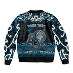 Personalised Ngati Kahungunu Aotearoa Meri Kirihimete Bomber Jacket Maori Kiwi Bird Silver Fern Koru Pattern
