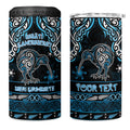 Personalised Ngati Kahungunu Aotearoa Meri Kirihimete 4 in 1 Can Cooler Tumbler Maori Kiwi Bird Silver Fern Koru Pattern