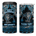 Personalised Ngati Kahungunu Aotearoa Meri Kirihimete 4 in 1 Can Cooler Tumbler Maori Kiwi Bird Silver Fern Koru Pattern