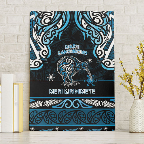 Ngati Kahungunu Aotearoa Meri Kirihimete Canvas Wall Art Maori Kiwi Bird Silver Fern Koru Pattern