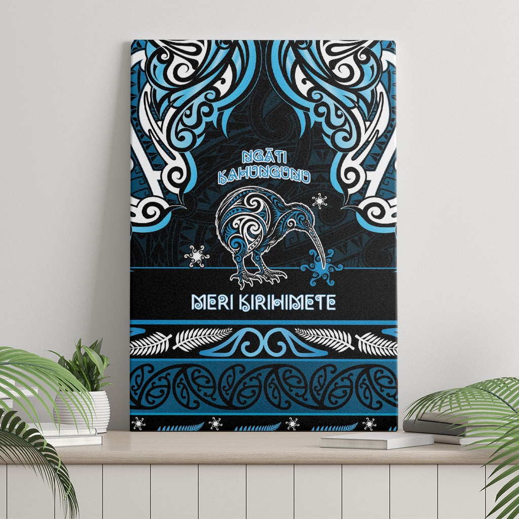 Ngati Kahungunu Aotearoa Meri Kirihimete Canvas Wall Art Maori Kiwi Bird Silver Fern Koru Pattern